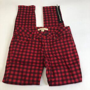 XXI Black Red Buffalo Plaid Check Skinny Punk Tartan Ankle Zipper Pants Size‎ 3